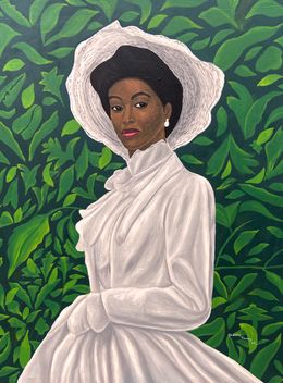 Peinture, Lady In White 1 - 21st Century Contemporary, Figurative, Portrait, Women, Modern, Olaniyi Timothy