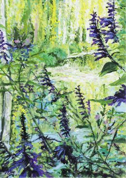 Peinture, Les sauges en contre-jour - série animal et botanique, Marie-Véronique Samaden