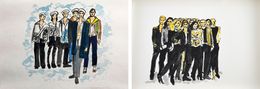 Fine Art Drawings, Prada Men's Fall Fashion show and Olivier Rousteing and His Collection, Diptych, Manuel Santelices