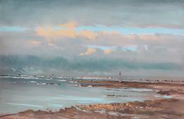 Peinture, Jacques Coquillay Peintre officiel de la Marine Les balises de Saint-Guénolé Pastel 60X92cm, Jacques Coquillay