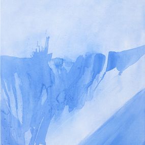 Fine Art Drawings, Monochrome Serie - Experimental Landscape 9 – Cobalt Blue, Wissam Beydoun