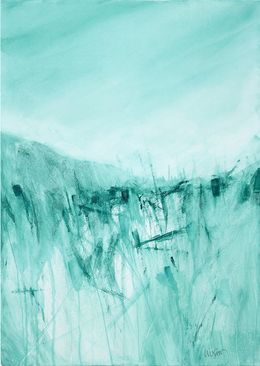 Zeichnungen, Monochrome Serie - Experimental Landscape 8 – Phthalo Green, Wissam Beydoun
