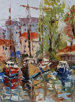 Peinture, Coastal Kaleidoscope of yachts., Schagen Vita