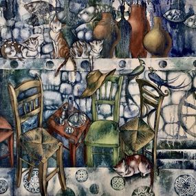 Gemälde, Cat Dreams, Alexandra Papafotiou