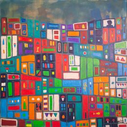 Peinture, City in the dusk, Marc Laffolay