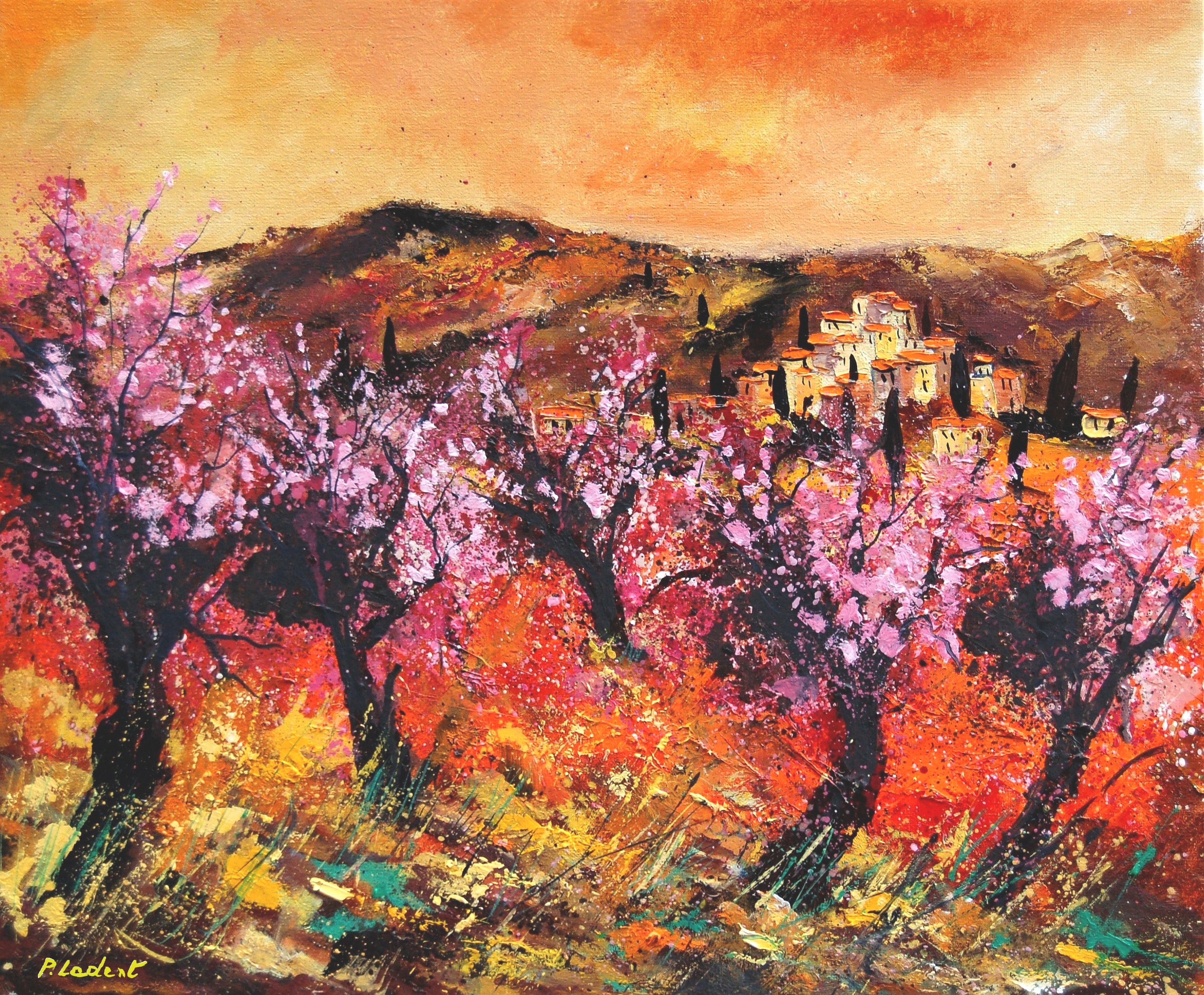 Pol Ledent, Blooming cherrytrees in Provence Pol Ledent, Blooming cherrytrees in Provence