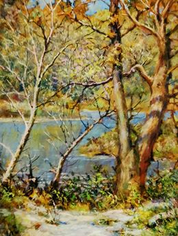Painting, River in the autumn forest, Vitaly Duhnevich