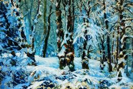 Gemälde, The forest was covered with snow, Vitaly Duhnevich