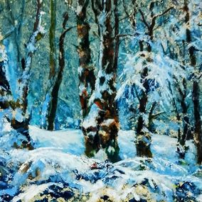 Gemälde, The forest was covered with snow, Vitaly Duhnevich