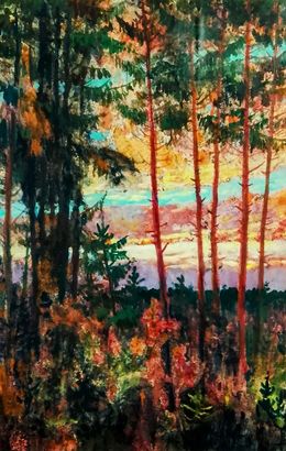 Painting, Red clouds over the forest, Vitaly Duhnevich