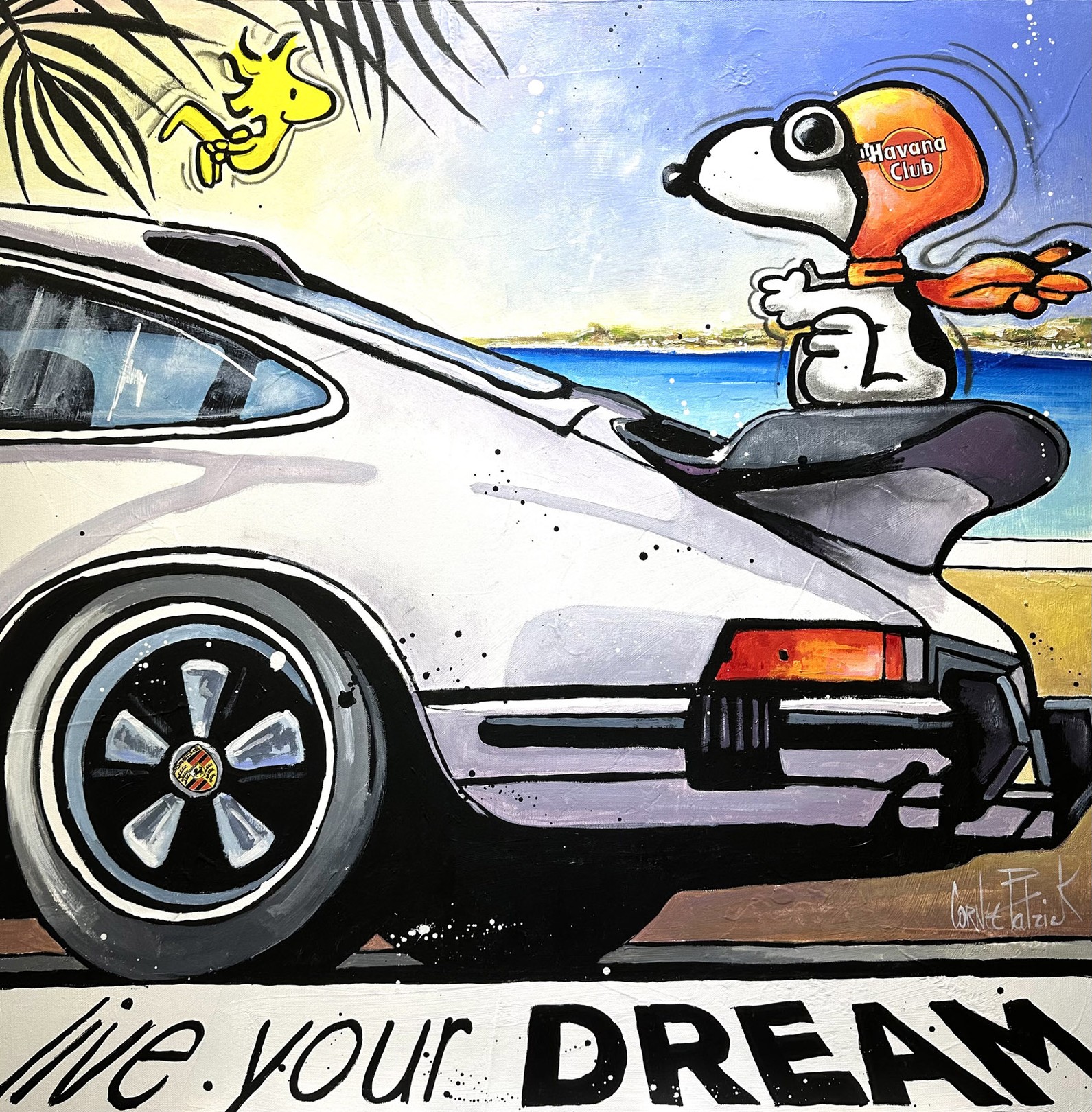 Patrick Cornée, Snoopy vit son rêve, la Porsche sur la Côte d'Azur Patrick Cornée, Snoopy vit son rêve, la Porsche sur la Côte d'Azur