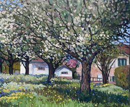 Painting, Blooming apple trees in Gams, Nadezda Stupina