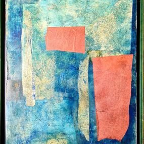 Peinture, French Mixed Media Abstract Expressionist. Symphony in Blue and Red., Danièle Jaquillard