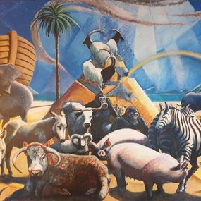 Painting, Noah's Ark and the Animals, Derek Carruthers