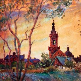 Gemälde, Old church in the village, Vitaly Duhnevich