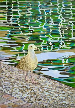 Gemälde, Water reflection with bird, Alexandra Djokic