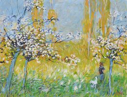 Painting, Les pommiers en fleurs, Patrick Marie