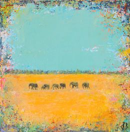Gemälde, Elephants...in  a colorful world, Jean-Philippe Berger
