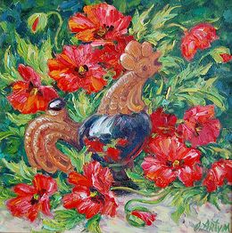 Painting, Cockerel, Olga Artim