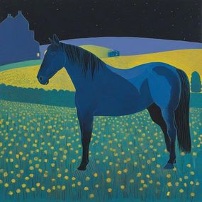 Print, Blue horse, Ilan Burkov