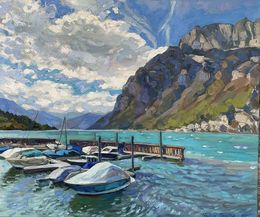 Painting, Turquoise of the Walensee lake, Nadezda Stupina