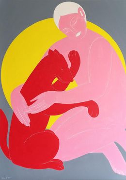 Peinture, With a red dog, Sasha Katinauskiene