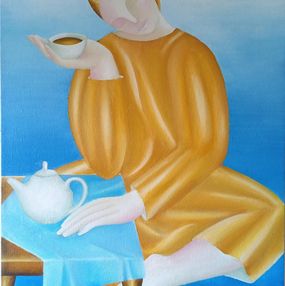 Gemälde, With tea, Sasha Katinauskiene