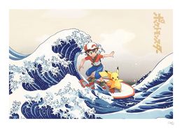 Print, Pikachu&Sacha kanagawa wave, Ske