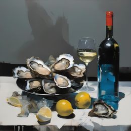 Print, Still life with oysters, Peter Simakov