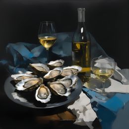 Print, Still life with oysters, Peter Simakov