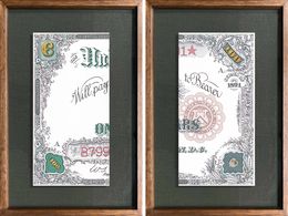 Zeichnungen, 300K, 100 obverse left and right. watermelon note diptych, Rodrigo Spinel