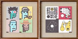 Fine Art Drawings, 29.4M. crypto punk and 15m ringers diptych, Rodrigo Spinel