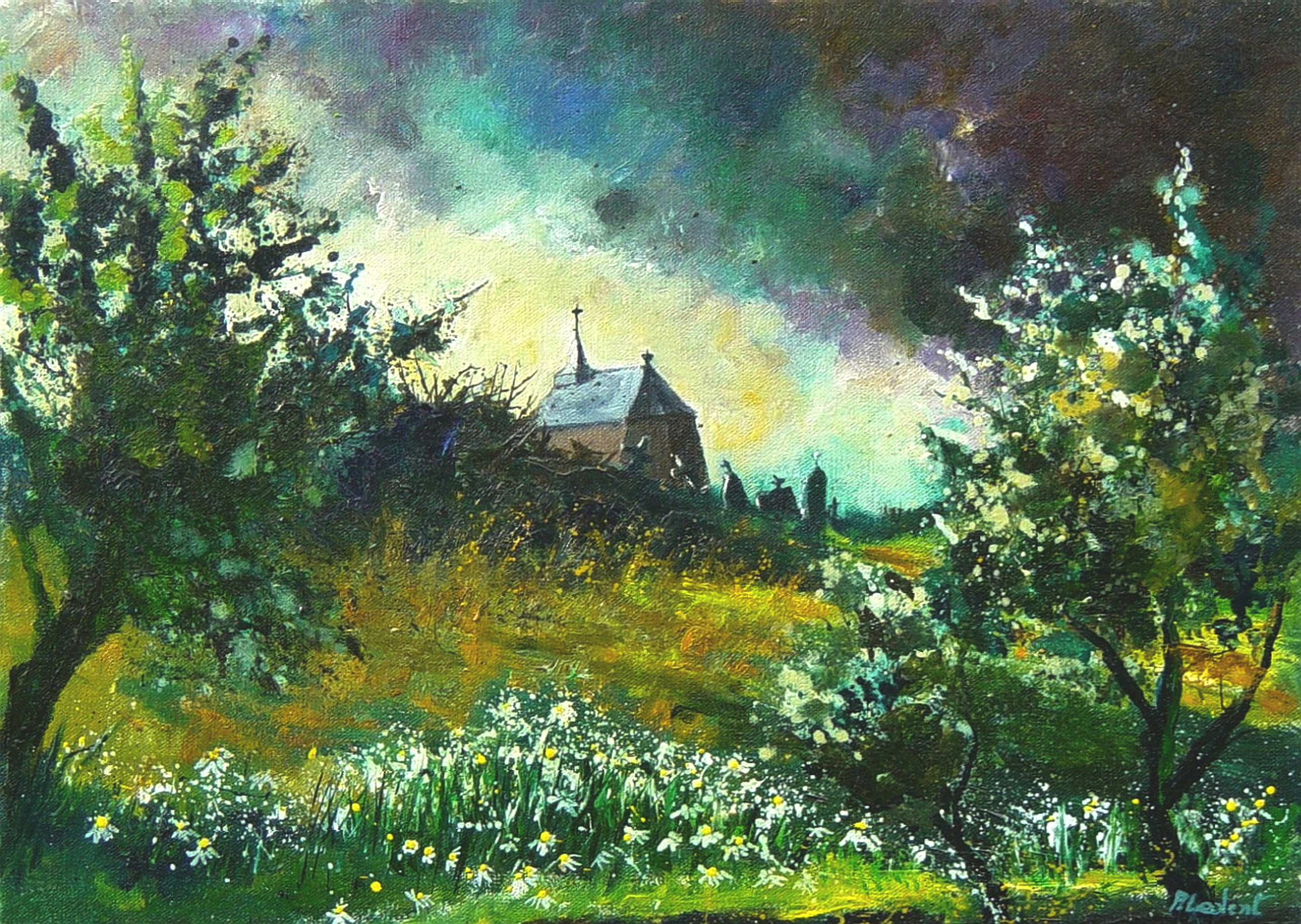 Pol Ledent, An old chapel after the storm Pol Ledent, An old chapel after the storm