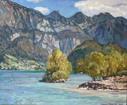 Painting, Spring idyll on the Walensee lake, Nadezda Stupina