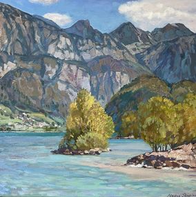 Gemälde, Spring idyll on the Walensee lake, Nadezda Stupina