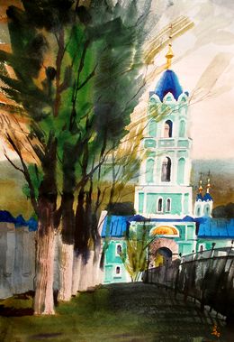 Painting, Landscape with a church, Egor Shvachunov