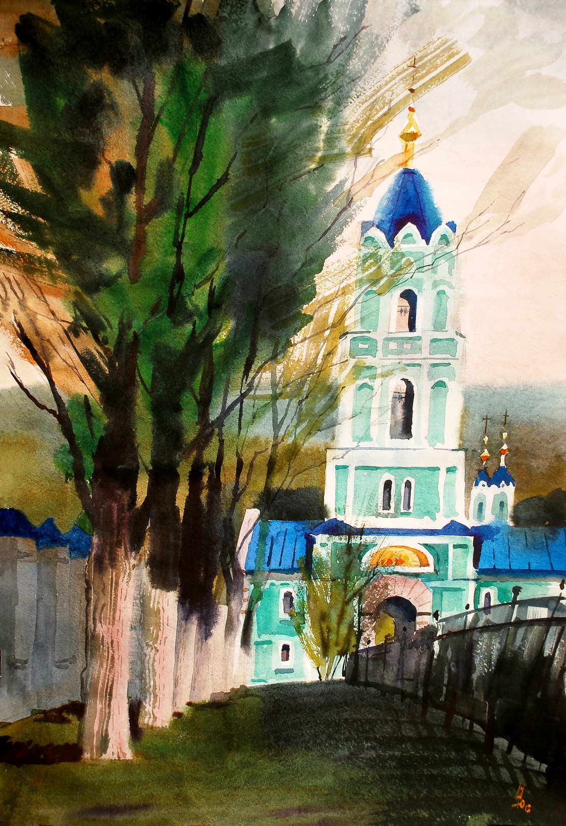 Egor Shvachunov, Landscape with a church Egor Shvachunov, Landscape with a church