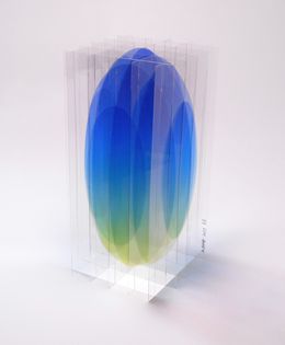 Skulpturen, Oval - blue & yellow - (UV print), Go Segawa