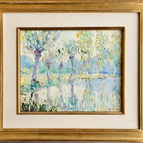 Painting, L'étang - rare peinture luministe, Roger Maximilien Dubois