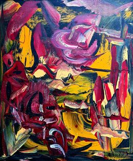 Peinture, Les Alliance au Crepuscule. Expressionist Oil on Canvas., Abstrus