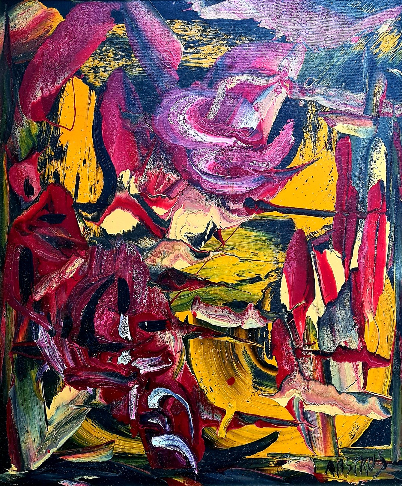 Abstrus, Les Alliance au Crepuscule. Expressionist Oil on Canvas. Abstrus, Les Alliance au Crepuscule. Expressionist Oil on Canvas.