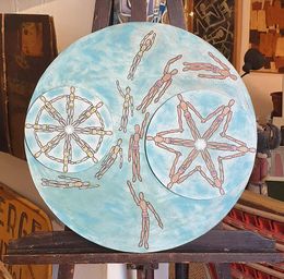 Sculpture, Swimfest - Sculptural Surrealist Acrylic on Plywood, Derek Carruthers