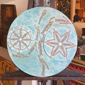 Sculpture, Swimfest - Sculptural Surrealist Acrylic on Plywood, Derek Carruthers