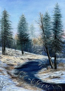 Painting, Winters river, Tanja Frost
