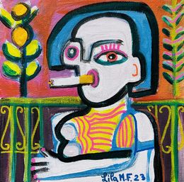 Gemälde, La femme à la cigarette 2, Lila Maroun Frem