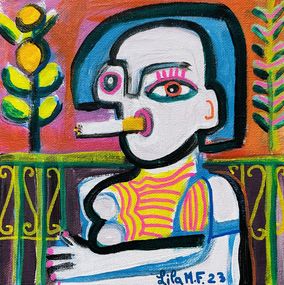 Gemälde, La femme à la cigarette 2, Lila Maroun Frem