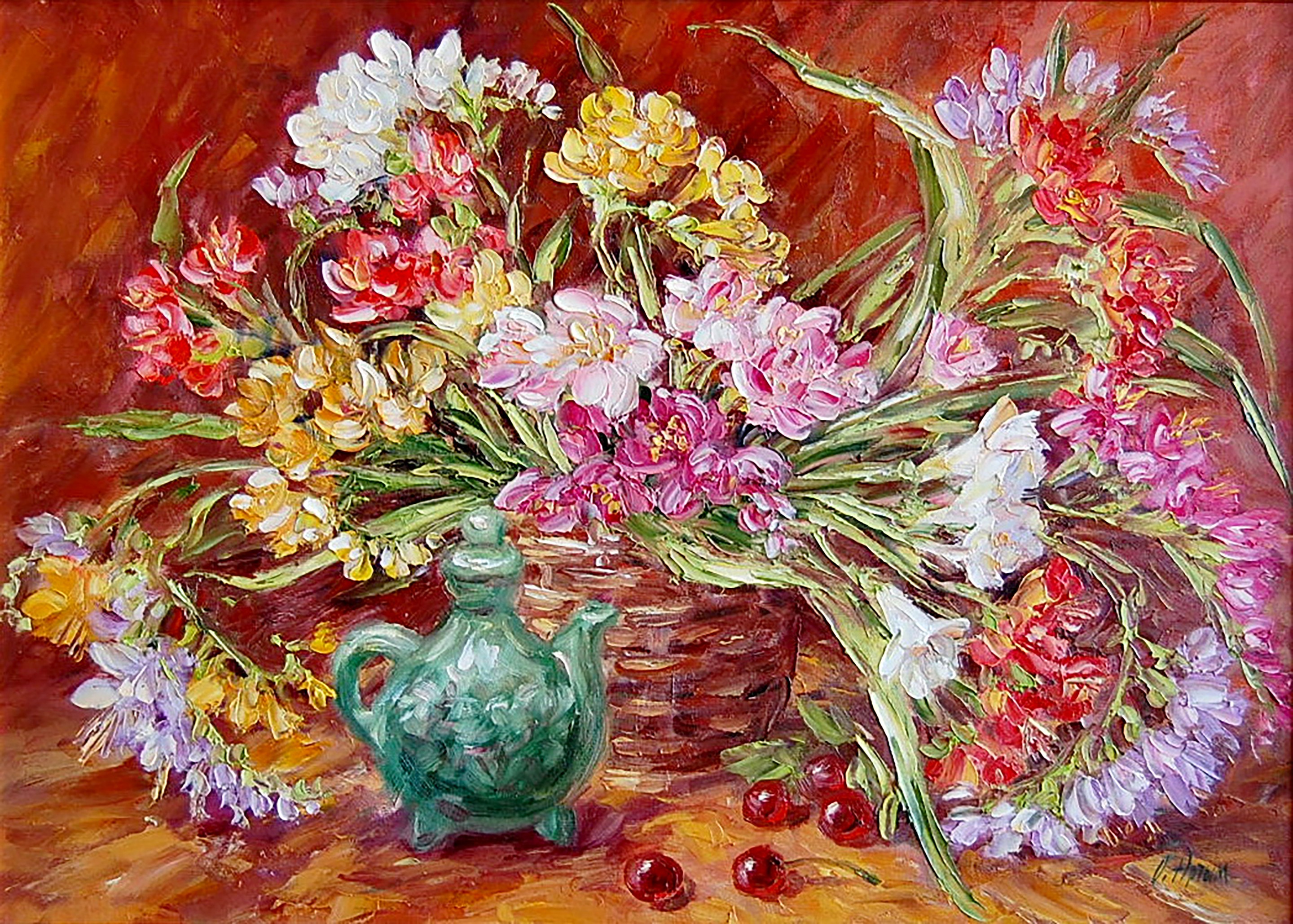 Olga Artim, A bouquet of freesias Olga Artim, A bouquet of freesias