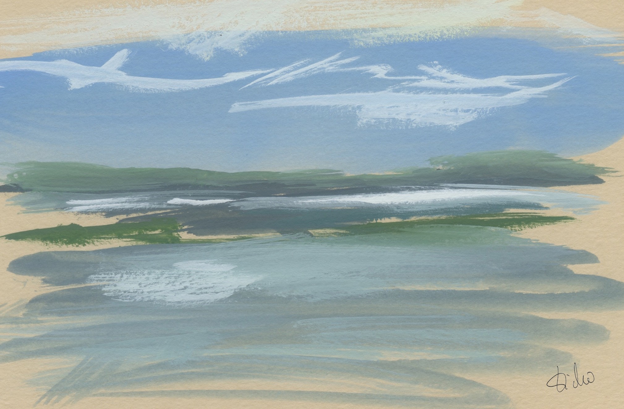 Sabine Eichler, Ile d'Aix n°5 (paysage marin semi-abstrait, mer, vagues, ciel, nuages) Sabine Eichler, Ile d'Aix n°5 (paysage marin semi-abstrait, mer, vagues, ciel, nuages)