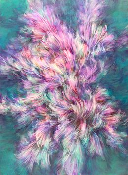 Painting, Waltz of flower (Green & Pink), Noriko Kurafuji