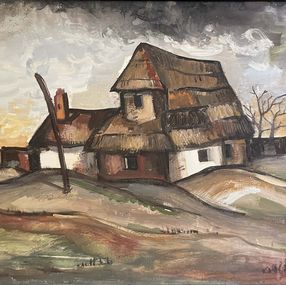 Painting, Cottages, Ružena Velesová